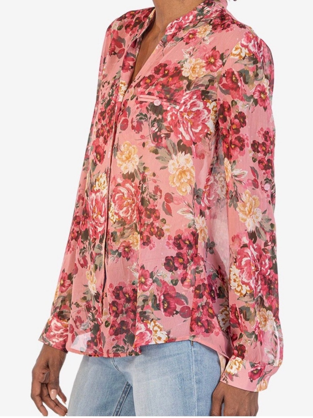 KUT from the Kloth Jasmine Chiffon Button mi-Up Blouse Size S (2-4) - Picture 3 of 13